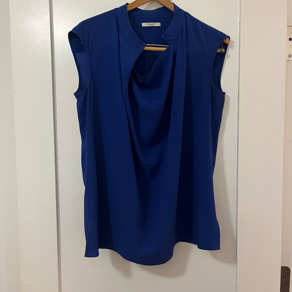 MM Lafleur Royal Blue Draped Blouse